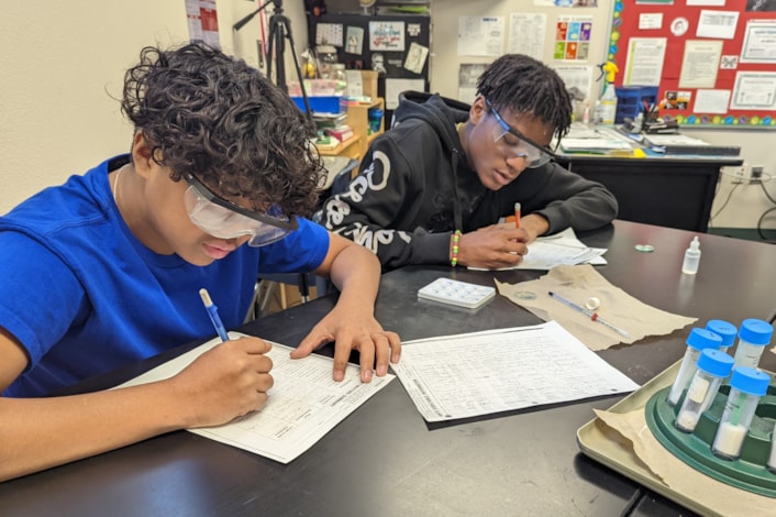 Students working in the Science lab