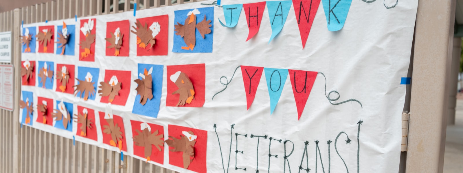 Veterans day banner made by students