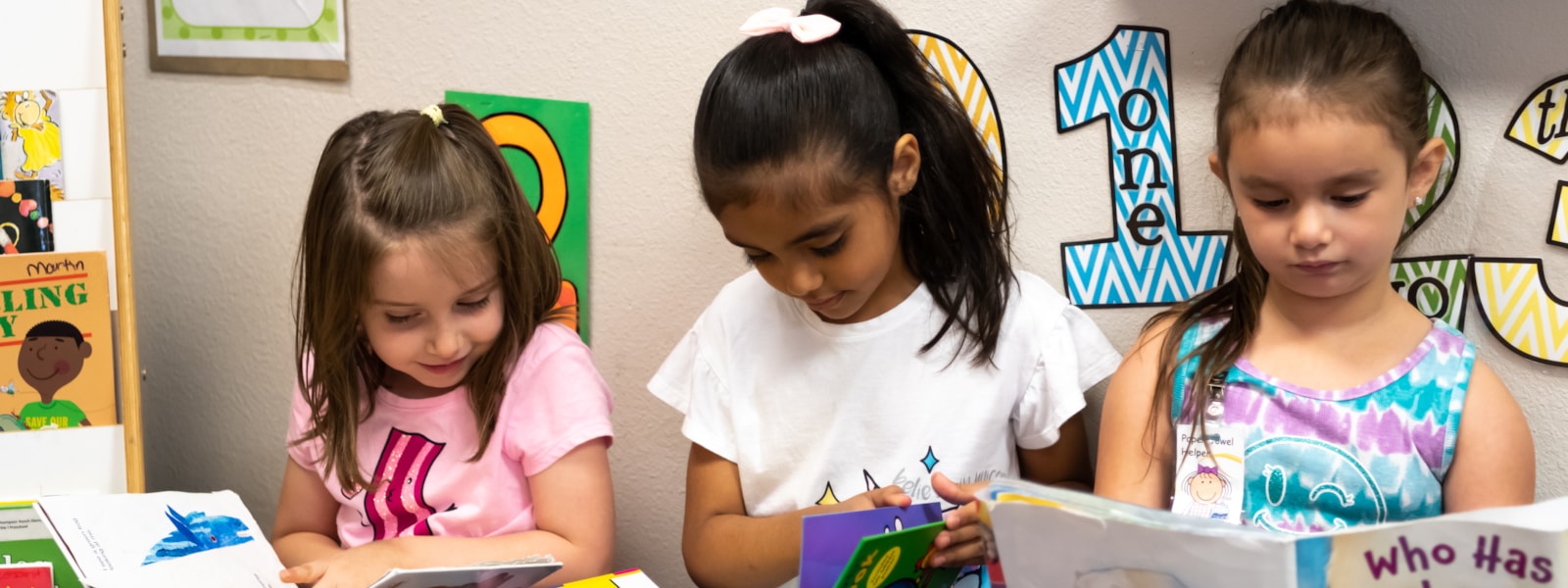 Preschool students reading 