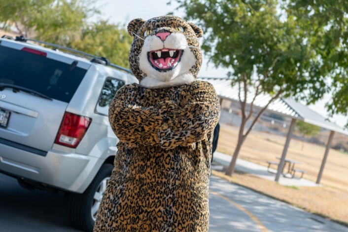 jaguar mascot posing for camera
