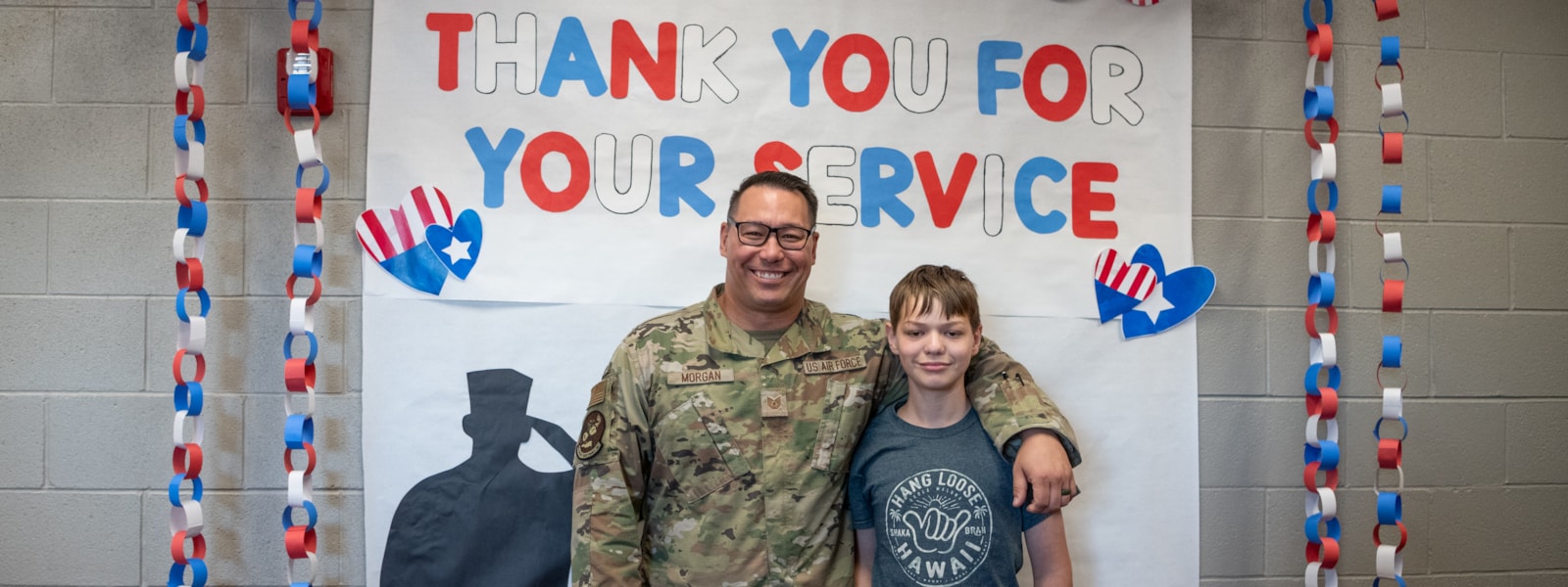 Thank you for your service and a pic of a boy and his dad