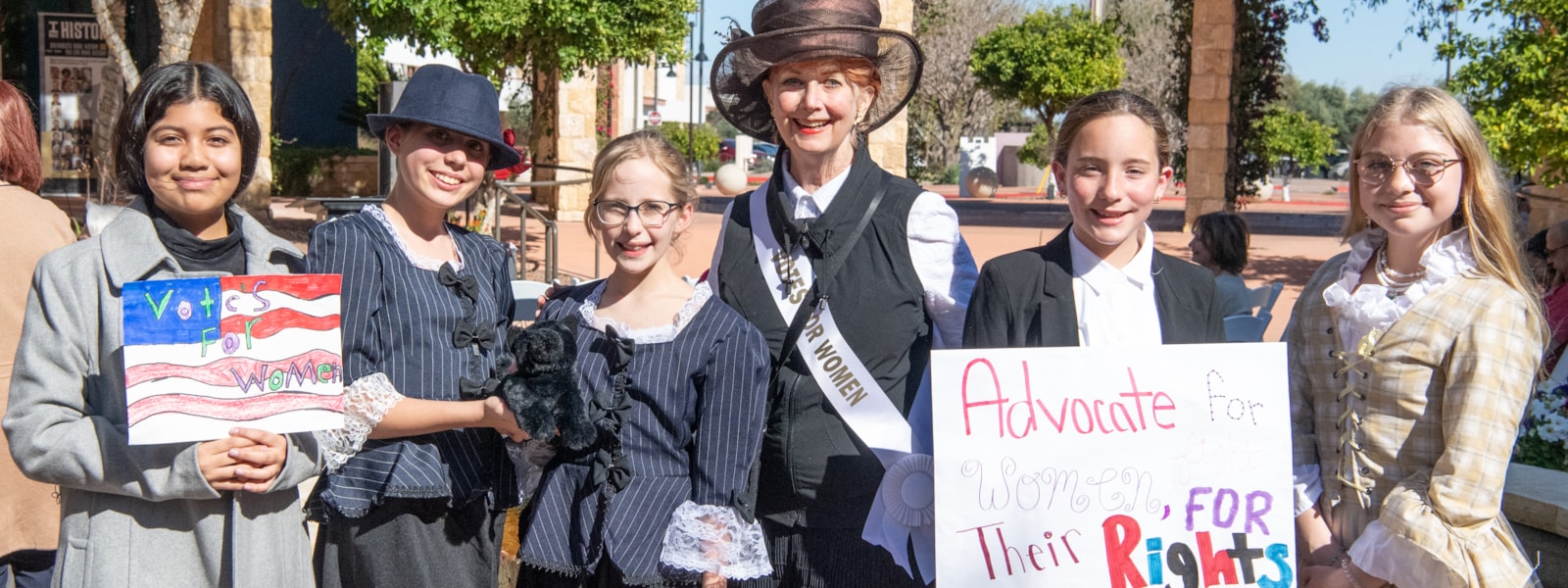 Canyon Ridge students pose at the Women's Suffrage open house at the City of Surprise.