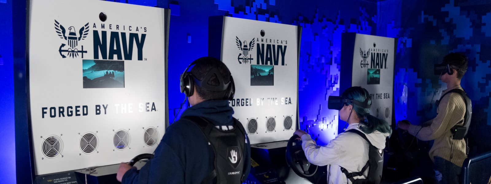 students participating in Navy simulation event