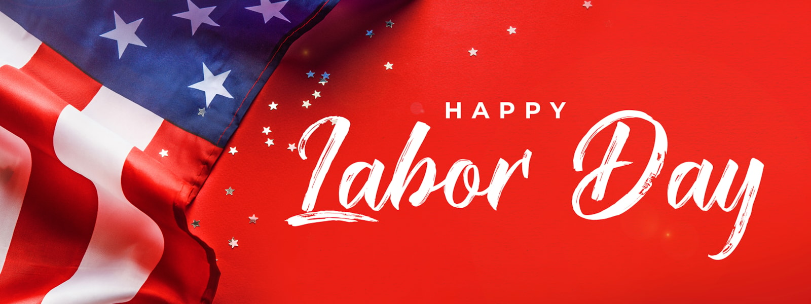 Happy Labor Day banner with American flag