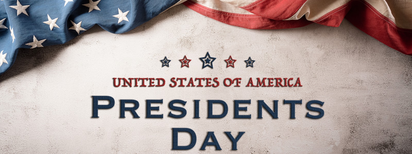 United States of America Presidents Day with flag and stars 