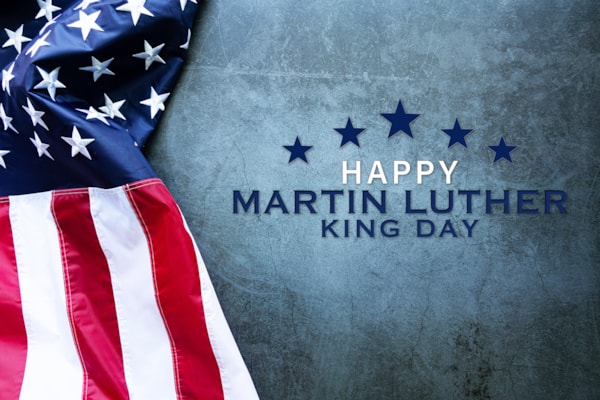 USA Flag with Happy Martin Luther King Day