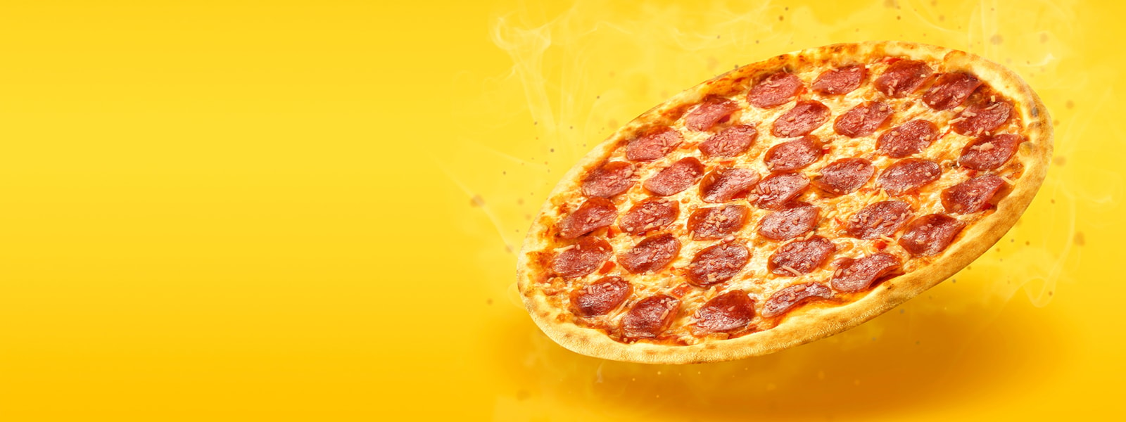 Pizza on yellow back ground