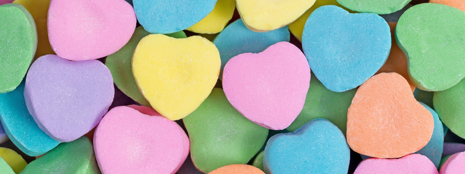 colorful conversation hearts for Valentine's Day