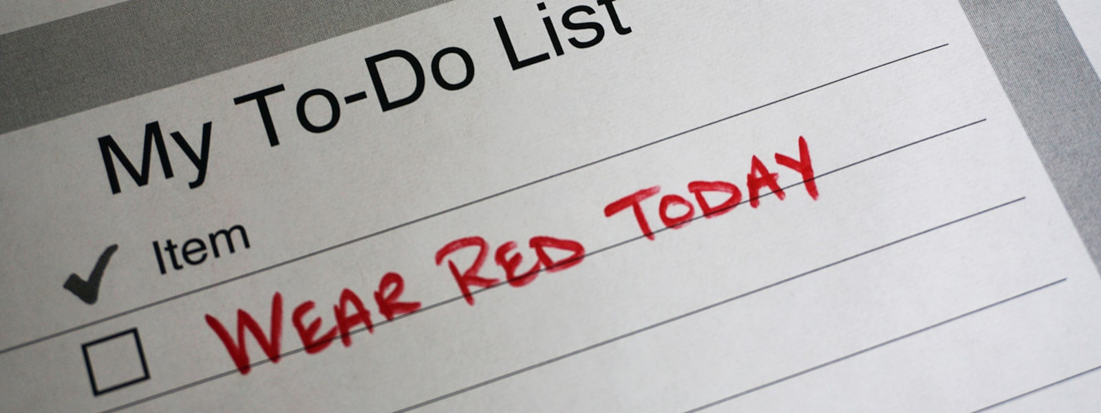 To Do List that says Wear Red Today