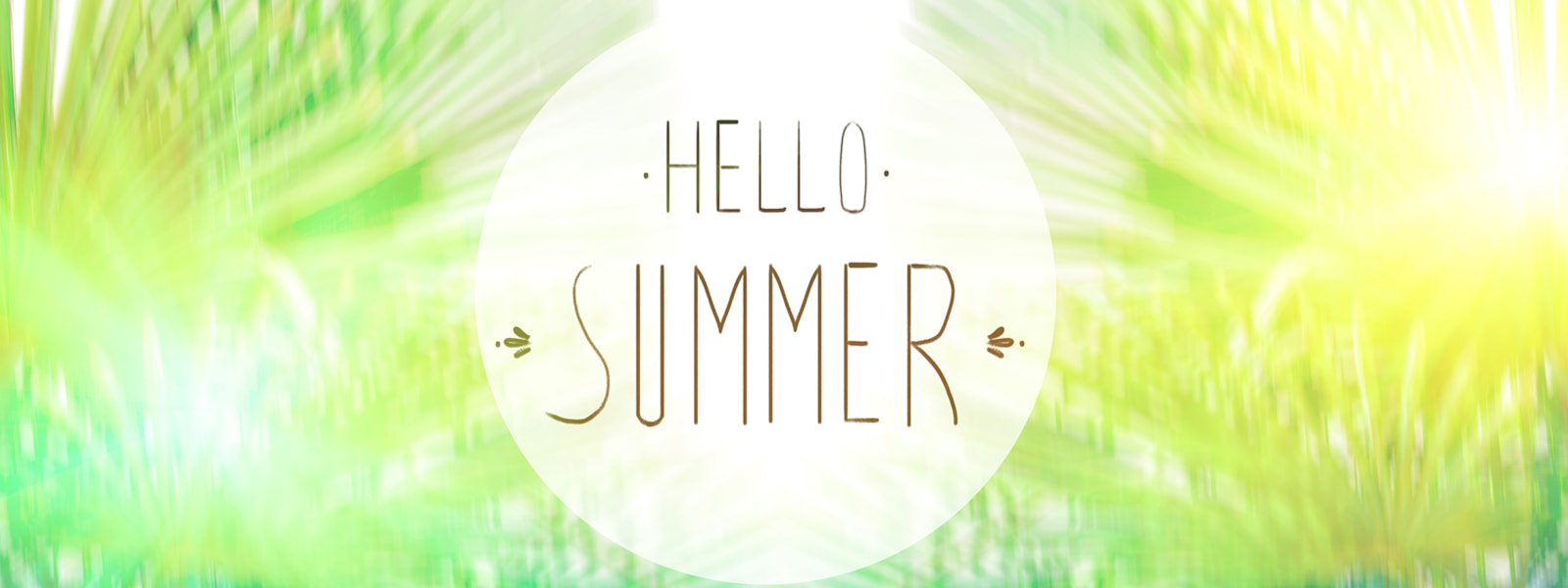 the words hello summer on a background with palm trees
