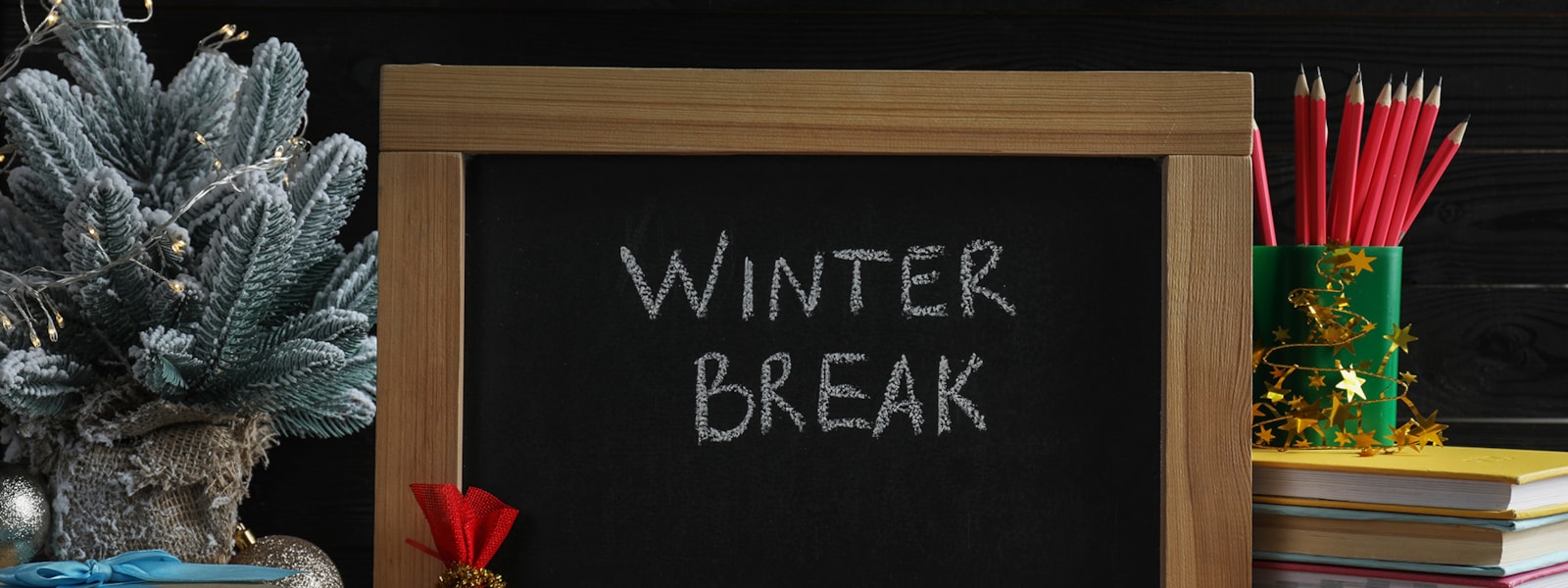 Winter Break Sign and Decorations