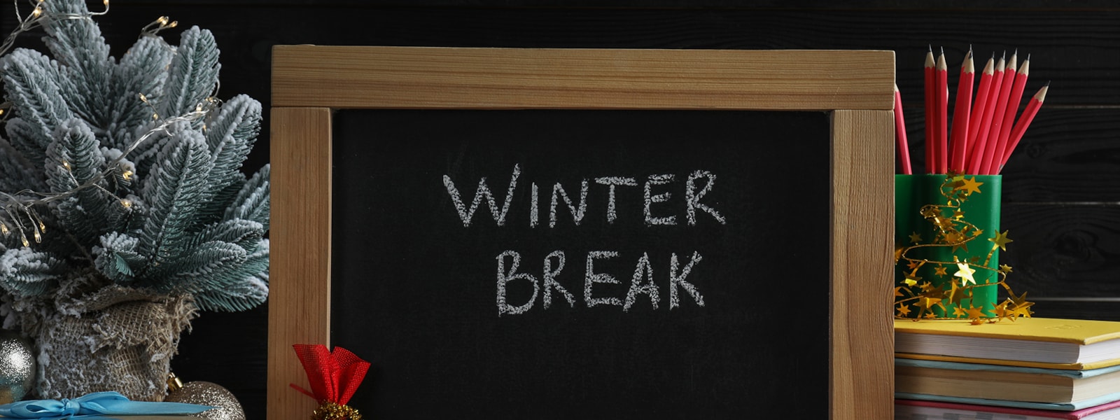 chalkboard with words Winter Break