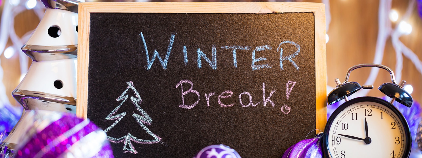 chalkboard with words winter break