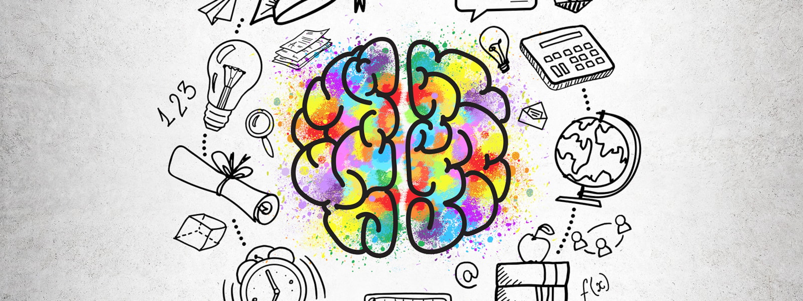 A Colorful Brain that surrounded by ideas.