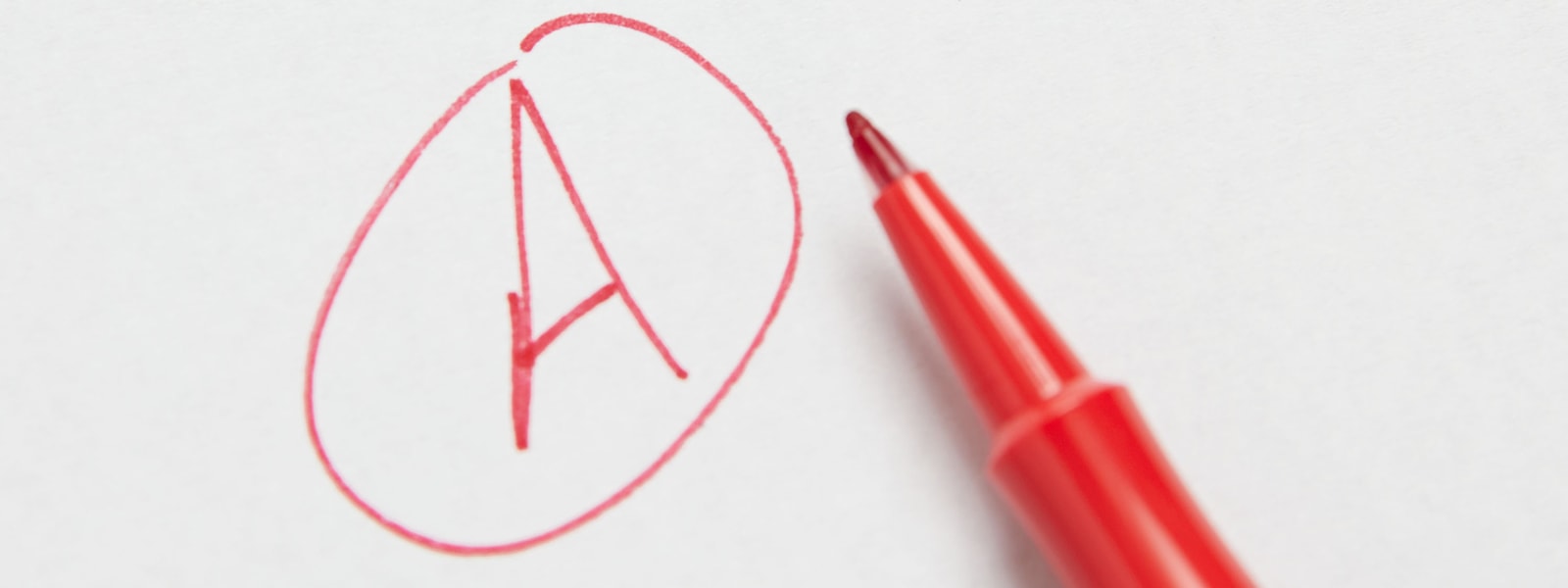 The letter A circled with a red pen