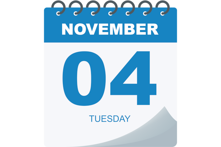Calendar Icon reading Tuesday November 4
