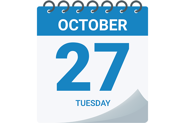 Calendar Icon reading Tuesday October 27