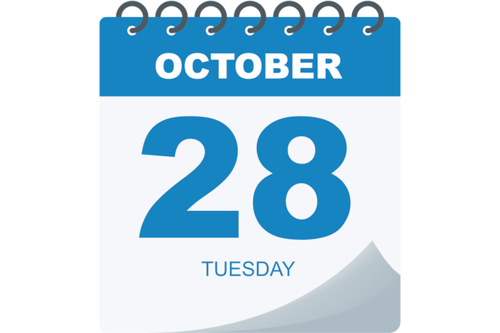 Calendar Icon reading Tuesday October 28