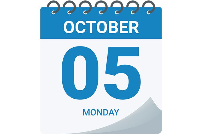 Calendar Icon reading Monday October 5