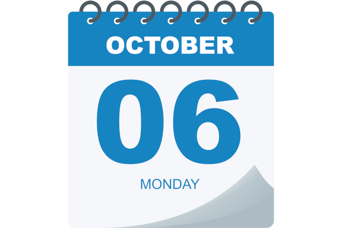 Calendar Icon reading Monday October 6