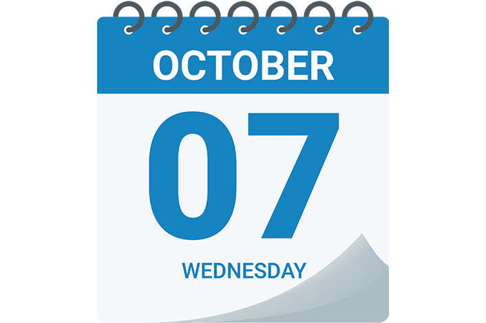Calendar Icon reading Wednesday October 7