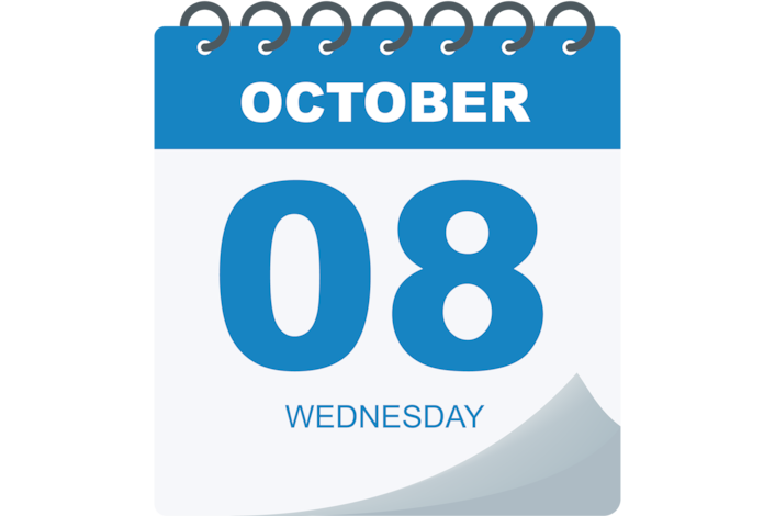 Calendar Icon reading Wednesday October 8