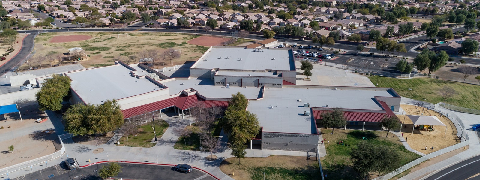 aerial view of a school building