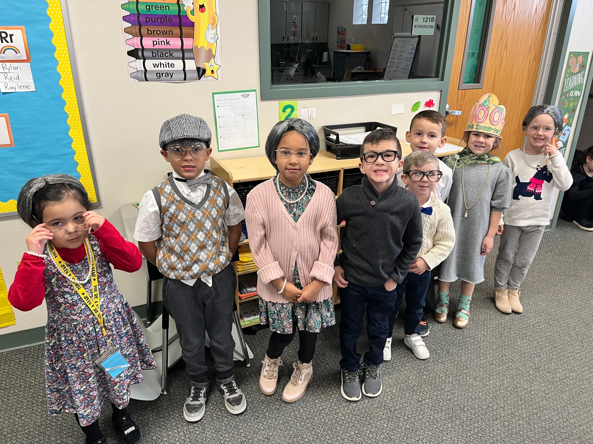Kinder dressed as 100 year olds