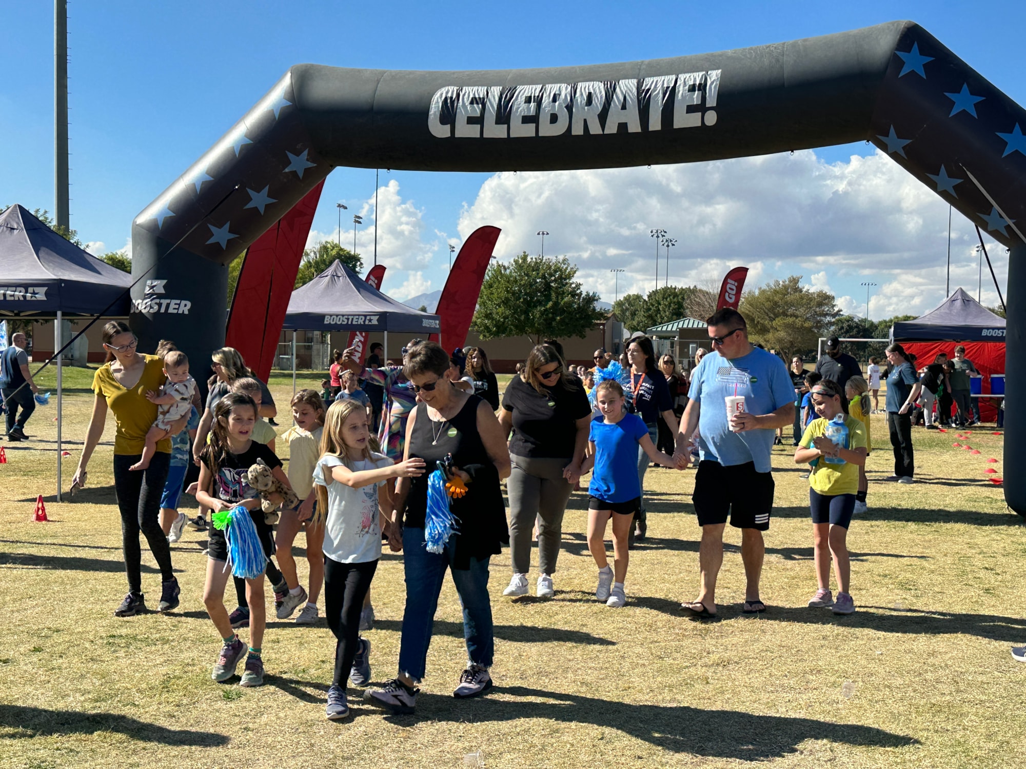 Students and families at the fun run