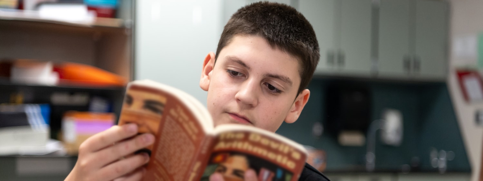 Student reading a book