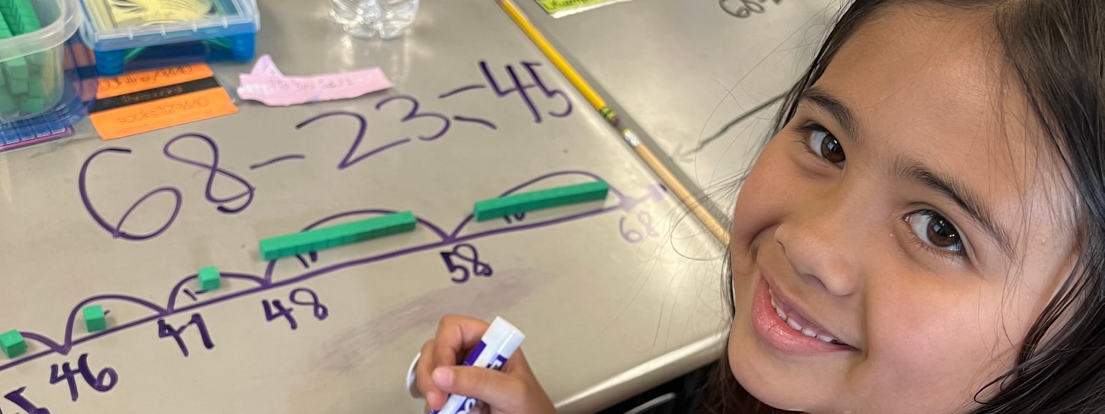 student working on math
