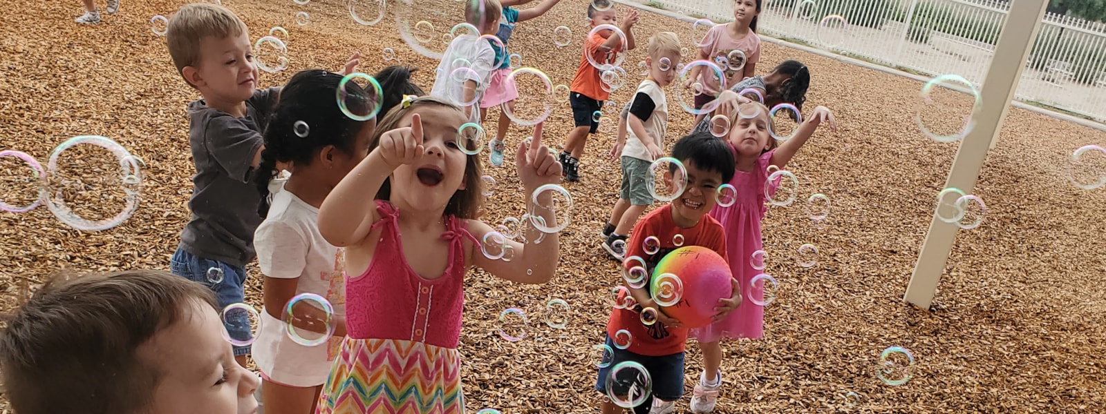 Pre-school students learning with bubbles
