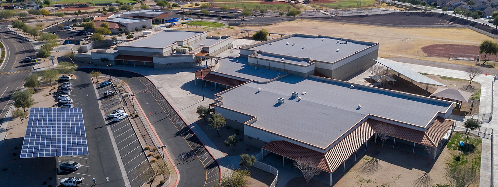Aerial view of Western Peaks elementary school.