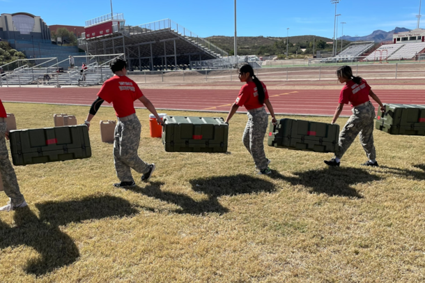 Students participating in raiders competition