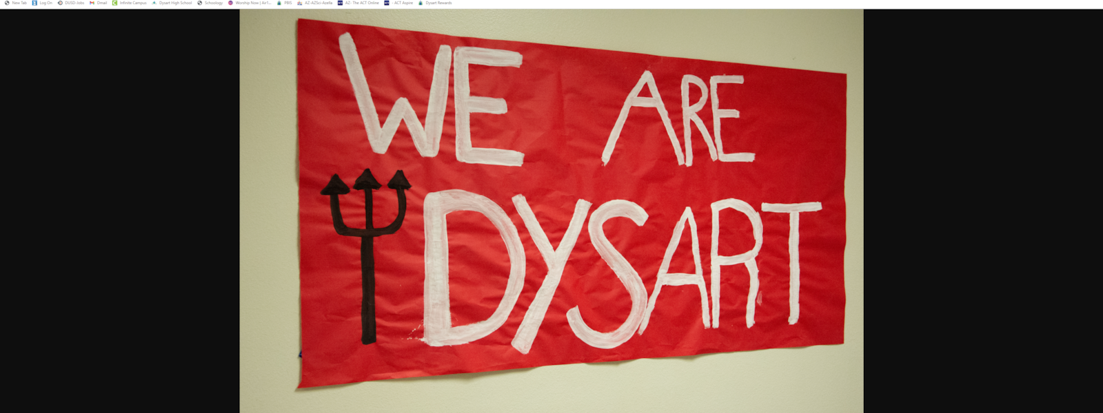 Red poster We Are Dysart