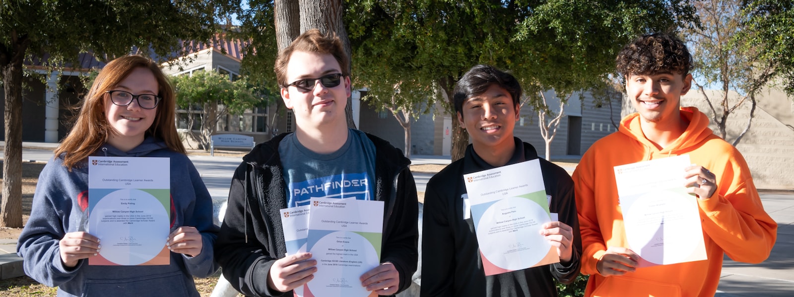 Willow Canyon High School students pose with their Outstanding Cambridge Learner Awards. 