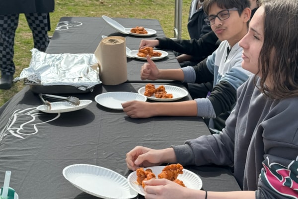 Students Eating Wings