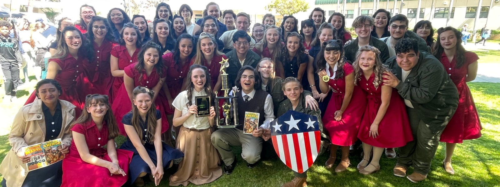 Show Choir Vocal Thunder with trophies earned at comp in CA