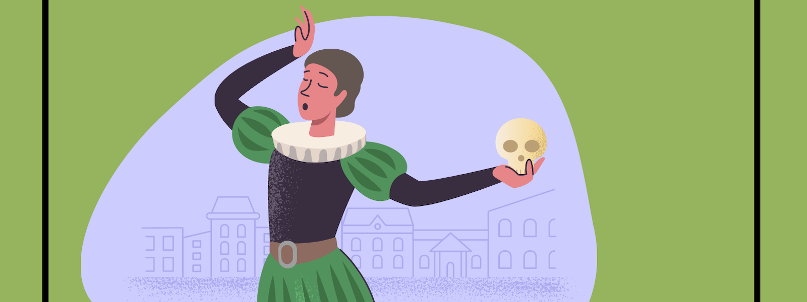 Animated Romeo holding a skull