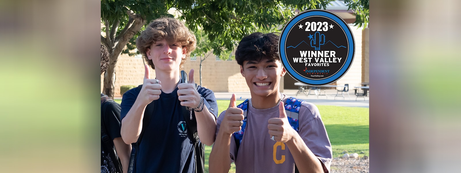 Students giving a thumbs up with West Valley Favorites logo.